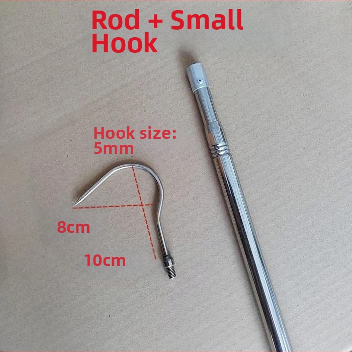 Nerezová oceľová teleskopická tyč na sieť na ryby, predĺžená, viacfunkčná s nastavením polohy, skladacia