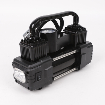Prijenosna električna pumpa za pneumatike s dvostrukim cilindrom, LED svjetlom i manometrom, 12V FS-020