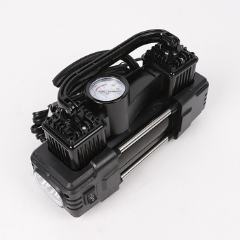 Prijenosna električna pumpa za pneumatike s dvostrukim cilindrom, LED svjetlom i manometrom, 12V FS-020