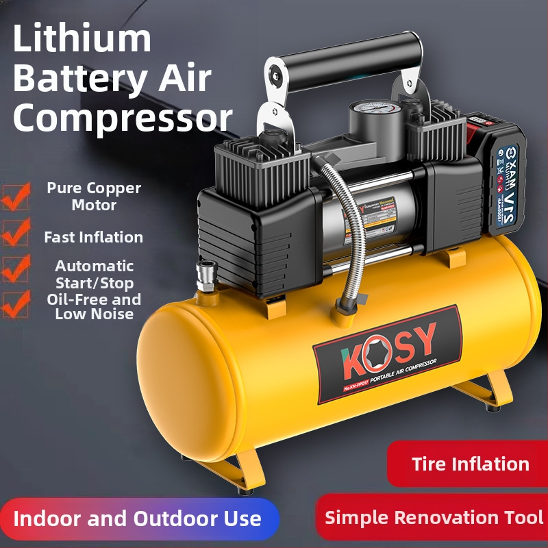 Dvojvalcový automobilový kompresor, 12V, 220W, 50 L/min, 5–20 min prevádzky