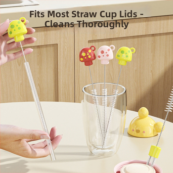 Четка за почистване на бебешки бутилки, биберони и сламки – меки косъмчета, удължена многофункционална чистеща пръчка