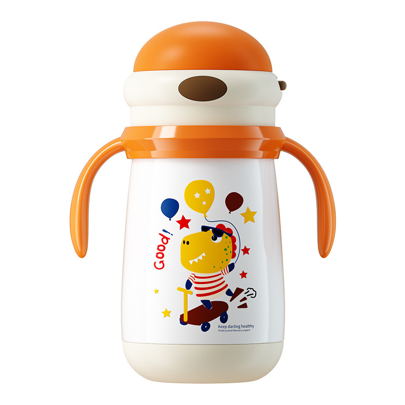 Dječji termos čaša Imperial Star, unutarnji 316 nehrđajući čelik, vanjski 304 nehrđajući čelik, izolacija 6–12 sati, s drškom i slamkom, crtić dizajn