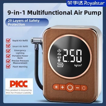 Αντλία αέρα για αυτοκίνητο και μοτοσικλέτα – ασύρματη επείγουσα αντλία με ψηφιακή οθόνη, 12V, 80W, ροή αέρα 35 L/min, εξαιρετικά γρήγορο φούσκωμα