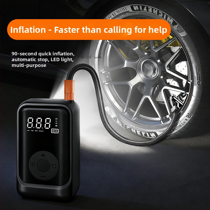 Αντλία φουσκώματος ελαστικών αυτοκινήτου με έξυπνο ψηφιακό display, φορητή ασύρματη αντλία (12V, επαναφορτιζόμενη, ≤80W, ψηφιακή οθόνη, λειτουργία πάνω από 20 λεπτά)
