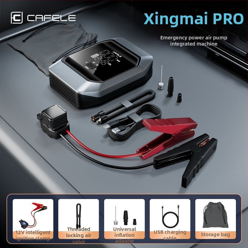 CAFele εκκινητής αυτοκινήτου και αντλία αέρα με ψηφιακή οθόνη (12V; 100W; 30 L/min; διπλός κύλινδρος)