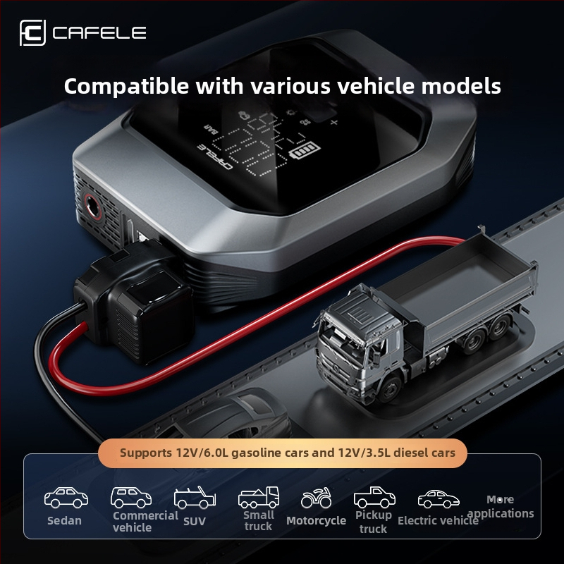 CAFele εκκινητής αυτοκινήτου και αντλία αέρα με ψηφιακή οθόνη (12V; 100W; 30 L/min; διπλός κύλινδρος)