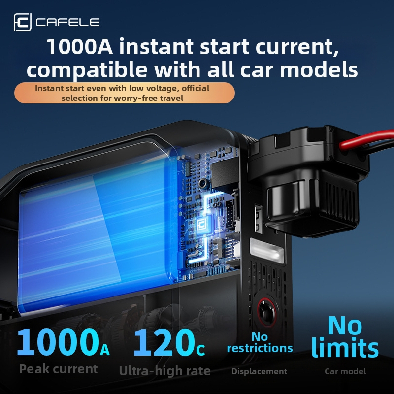 CAFele εκκινητής αυτοκινήτου και αντλία αέρα με ψηφιακή οθόνη (12V; 100W; 30 L/min; διπλός κύλινδρος)