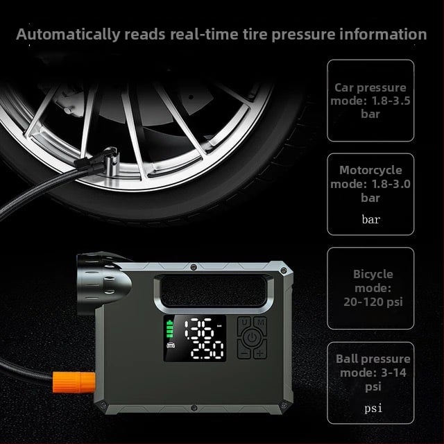 Αυτοκίνητο Power Bank Έκτακτης Ανάγκης με Ενσωματωμένη Αντλία Αέρα - 14.8V Μπαταρία, Μέγιστος Ρεύμα 1000A, Σωλήνας Φουσκώματος 60 cm, 70 L/min Αερισμός, Ψηφιακή Οθόνη