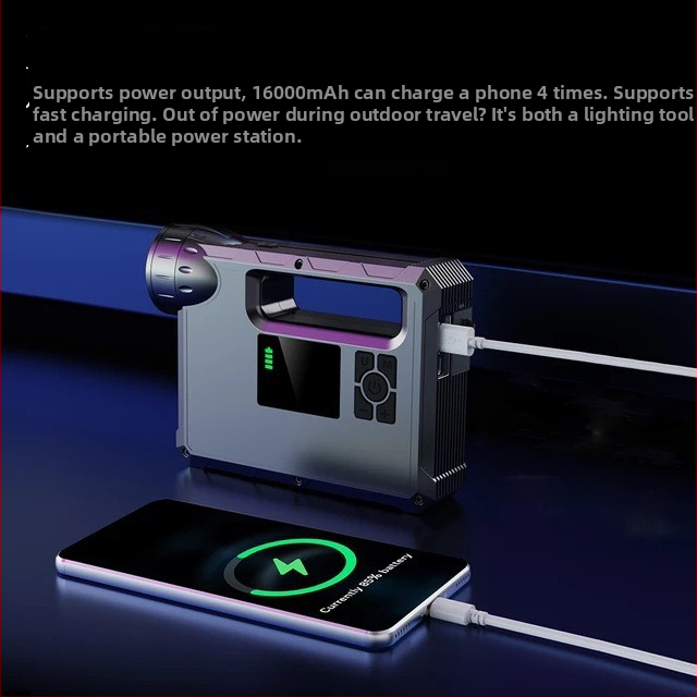 Αυτοκίνητο Power Bank Έκτακτης Ανάγκης με Ενσωματωμένη Αντλία Αέρα - 14.8V Μπαταρία, Μέγιστος Ρεύμα 1000A, Σωλήνας Φουσκώματος 60 cm, 70 L/min Αερισμός, Ψηφιακή Οθόνη