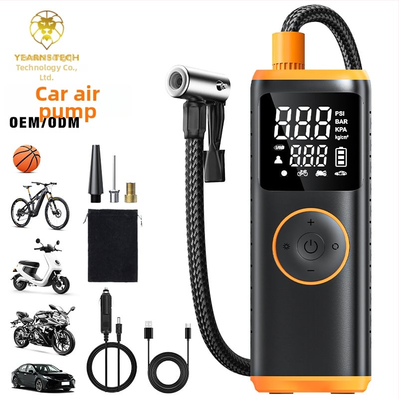 Αντλία αέρα αυτοκινήτου με ψηφιακή οθόνη και ασύρματη διπλή τροφοδοσία, φορητή για ελαστικά – 12V, μπαταρία λιθίου, μήκος καλωδίου 3 m, 35 L/min, 120 W