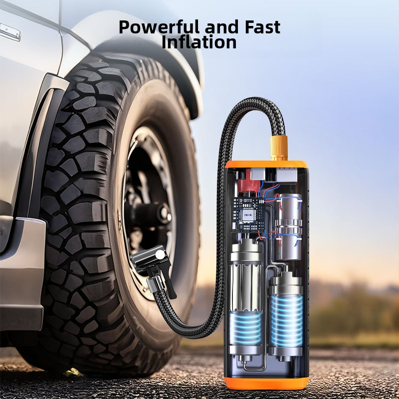 Αντλία αέρα αυτοκινήτου με ψηφιακή οθόνη και ασύρματη διπλή τροφοδοσία, φορητή για ελαστικά – 12V, μπαταρία λιθίου, μήκος καλωδίου 3 m, 35 L/min, 120 W