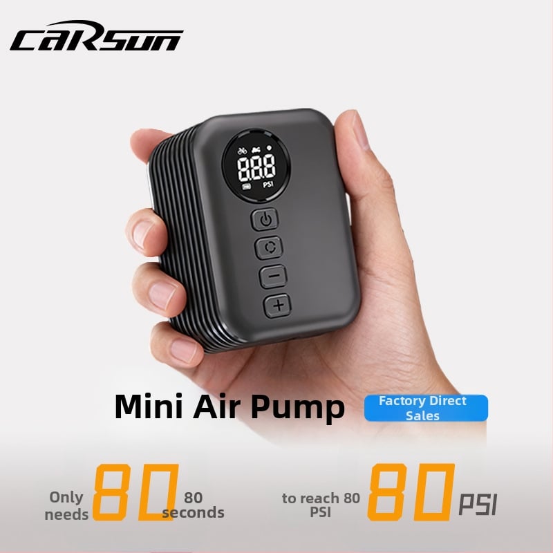 Φορητός μίνι φουσκωτήρας ποδηλάτων με ψηφιακή οθόνη και μετρητή πίεσης ελαστικού, 12V επαναφορτιζόμενος, ροή αέρα 25 L/min