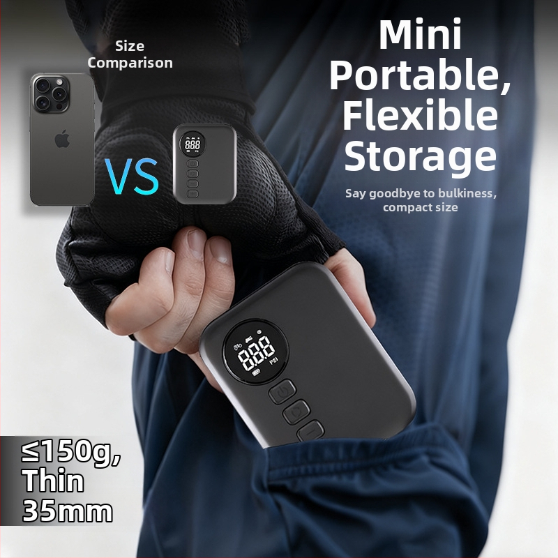 Φορητός μίνι φουσκωτήρας ποδηλάτων με ψηφιακή οθόνη και μετρητή πίεσης ελαστικού, 12V επαναφορτιζόμενος, ροή αέρα 25 L/min