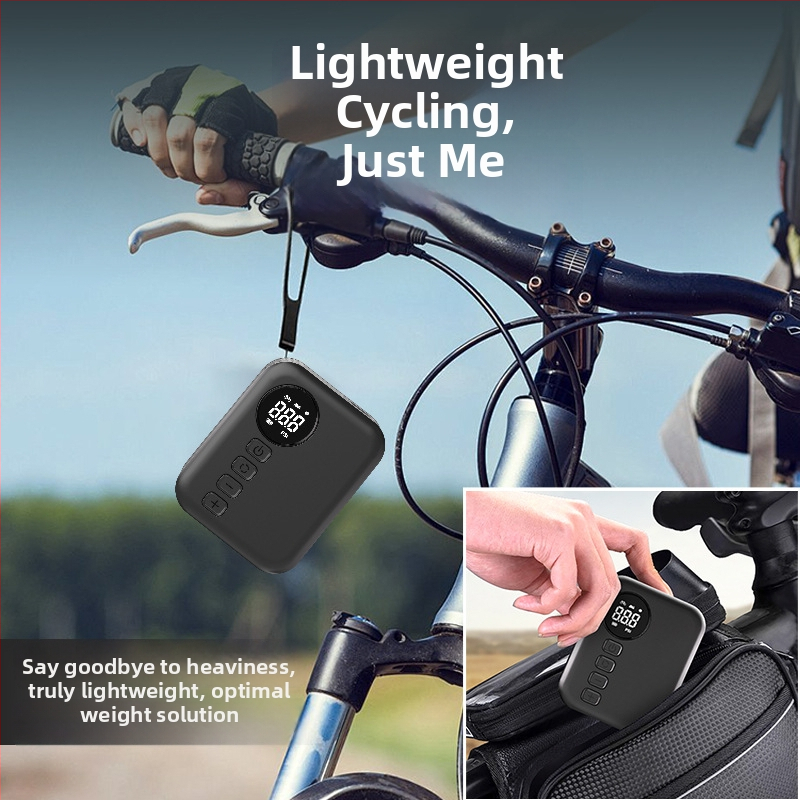 Φορητός μίνι φουσκωτήρας ποδηλάτων με ψηφιακή οθόνη και μετρητή πίεσης ελαστικού, 12V επαναφορτιζόμενος, ροή αέρα 25 L/min