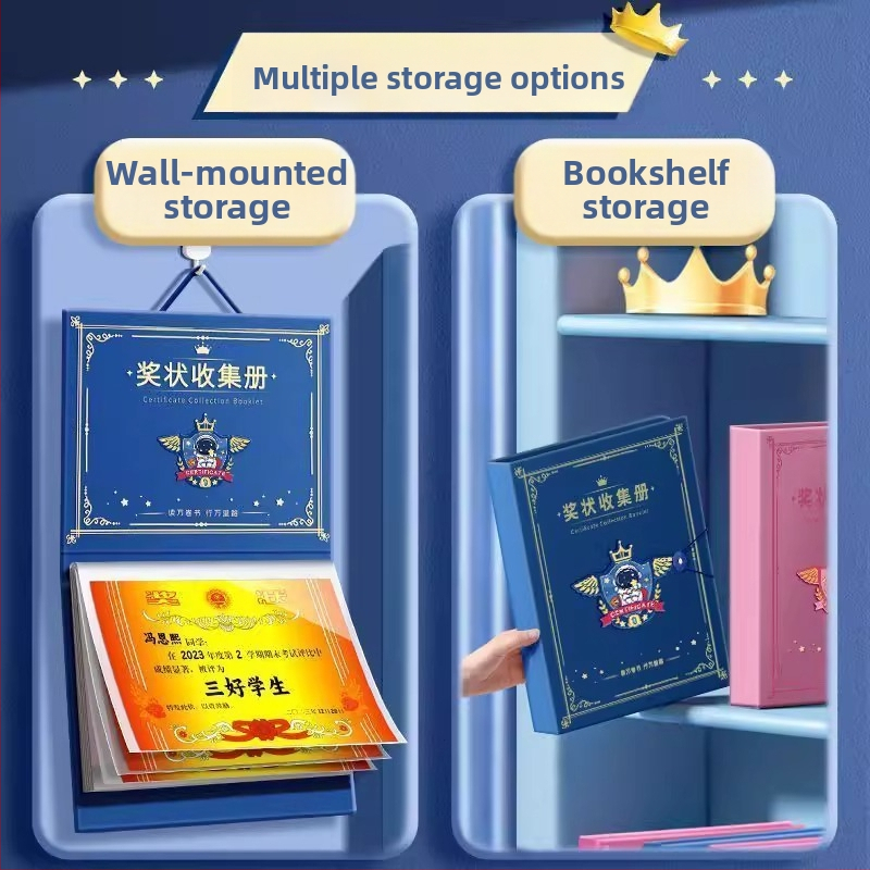 Carte de colecție pentru certificate pentru elevi – montare pe perete, material PP, 40 de pagini, grosime 30 mm, compatibil cu A4/A5, cod model Jzsjc250621
