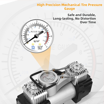 Αντλία Ελαστικών Αυτοκινήτου Με Διπλό Κύλινδρο, 12V, 280W, 70 L/min, Με Μανόμετρο