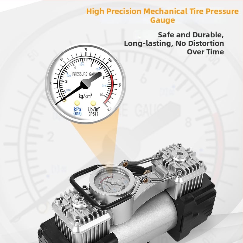 Αντλία Ελαστικών Αυτοκινήτου Με Διπλό Κύλινδρο, 12V, 280W, 70 L/min, Με Μανόμετρο