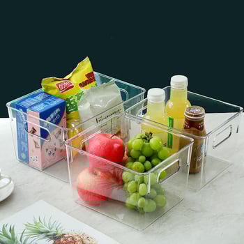 Контейнер за хладилник за плодове и зеленчуци, пластмасов, правоъгълен с капак, голям капацитет, за съхранение и запазване на свежестта