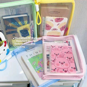 Pastelno obojena A4 prozirna torba za dokumente s ručkom za knjige