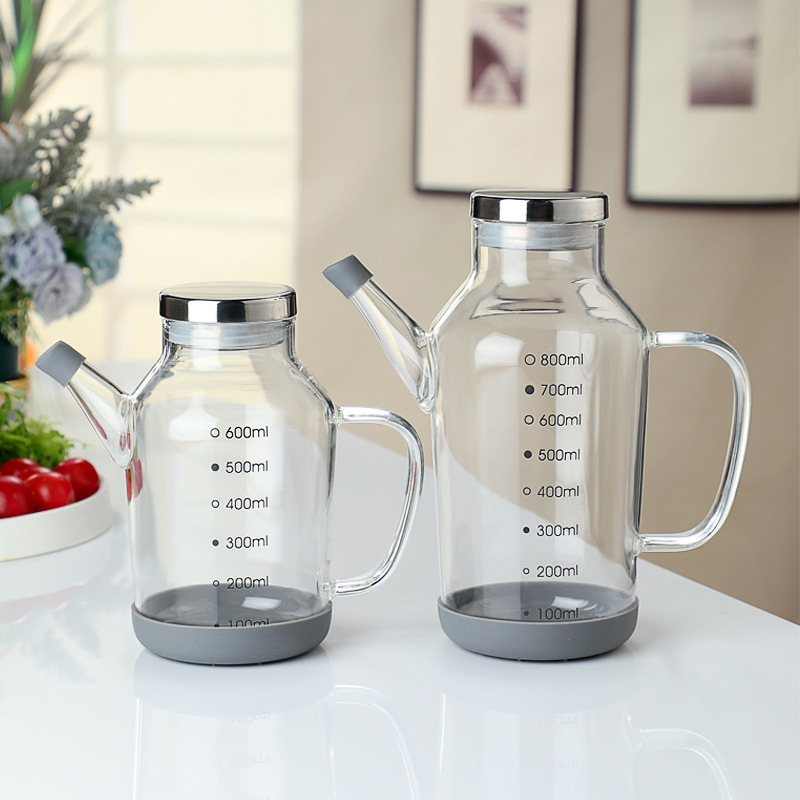 Staklena posuda za ulje s mjerenjem, višefunkcionalna, moderni minimalistički stil, s otisnutim logom