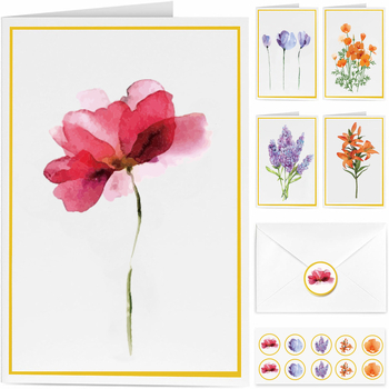 Card de felicitare Royal Xia: hârtie, imprimare color, ilustrație pictată manual, design floral variat, cu plic