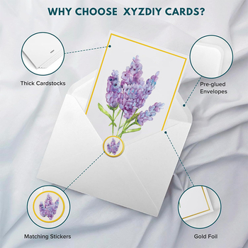 Card de felicitare Royal Xia: hârtie, imprimare color, ilustrație pictată manual, design floral variat, cu plic