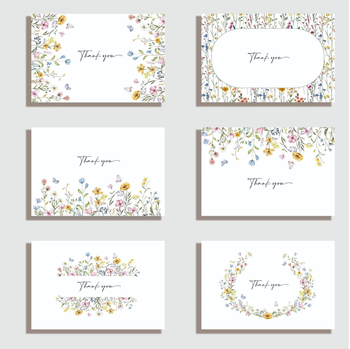 Card de felicitare cu design floral vintage și mesaj de mulțumire, plic inclus, execuție prin imprimare, ambalare de bază