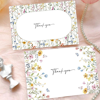 Card de felicitare cu design floral vintage și mesaj de mulțumire, plic inclus, execuție prin imprimare, ambalare de bază