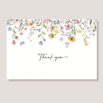 Card de felicitare cu design floral vintage și mesaj de mulțumire, plic inclus, execuție prin imprimare, ambalare de bază