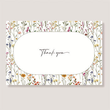 Card de felicitare cu design floral vintage și mesaj de mulțumire, plic inclus, execuție prin imprimare, ambalare de bază