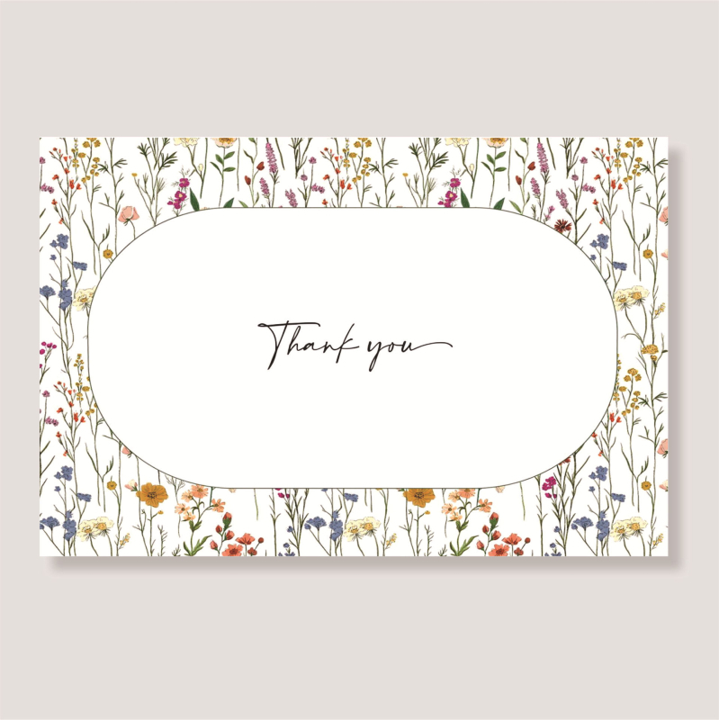 Card de felicitare cu design floral vintage și mesaj de mulțumire, plic inclus, execuție prin imprimare, ambalare de bază