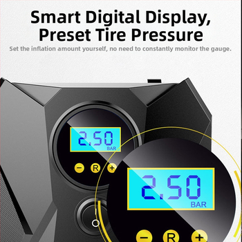 Prijenosni bežični kompresor za automobile s digitalnim prikazom, 12V, 120W, 3 m kabel, ABS