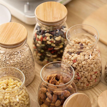 Διαφανές δοχείο από βορσολιτικό γυαλί υψηλής αντοχής, τραπεζοειδές, σφραγισμένο, για αποθήκευση γάλακτος σε σκόνη και τσαγιού