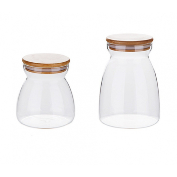 Διαφανές δοχείο από βορσολιτικό γυαλί υψηλής αντοχής, τραπεζοειδές, σφραγισμένο, για αποθήκευση γάλακτος σε σκόνη και τσαγιού