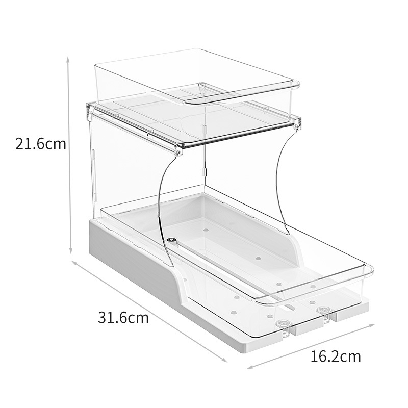 Forgó kozmetikai rendező asztali tárolóval, kihúzható rekesz, PET anyag, minimalist stílus