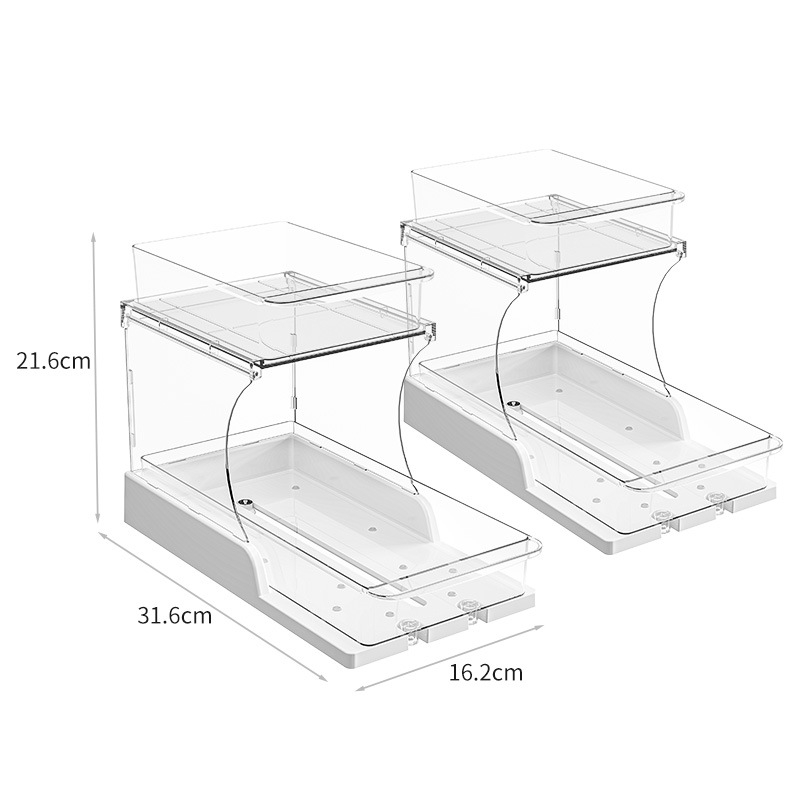 Forgó kozmetikai rendező asztali tárolóval, kihúzható rekesz, PET anyag, minimalist stílus