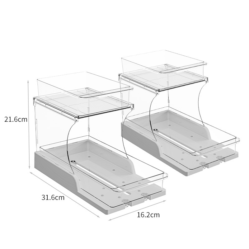 Forgó kozmetikai rendező asztali tárolóval, kihúzható rekesz, PET anyag, minimalist stílus
