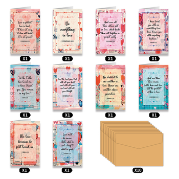 Set de 10 felicitări pliabile pentru ziua de naștere, cu plicuri, scrise de mână