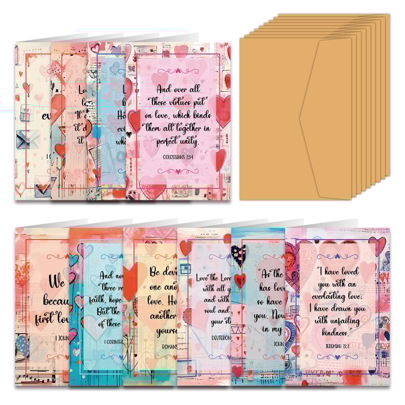 Set de 10 felicitări pliabile pentru ziua de naștere, cu plicuri, scrise de mână