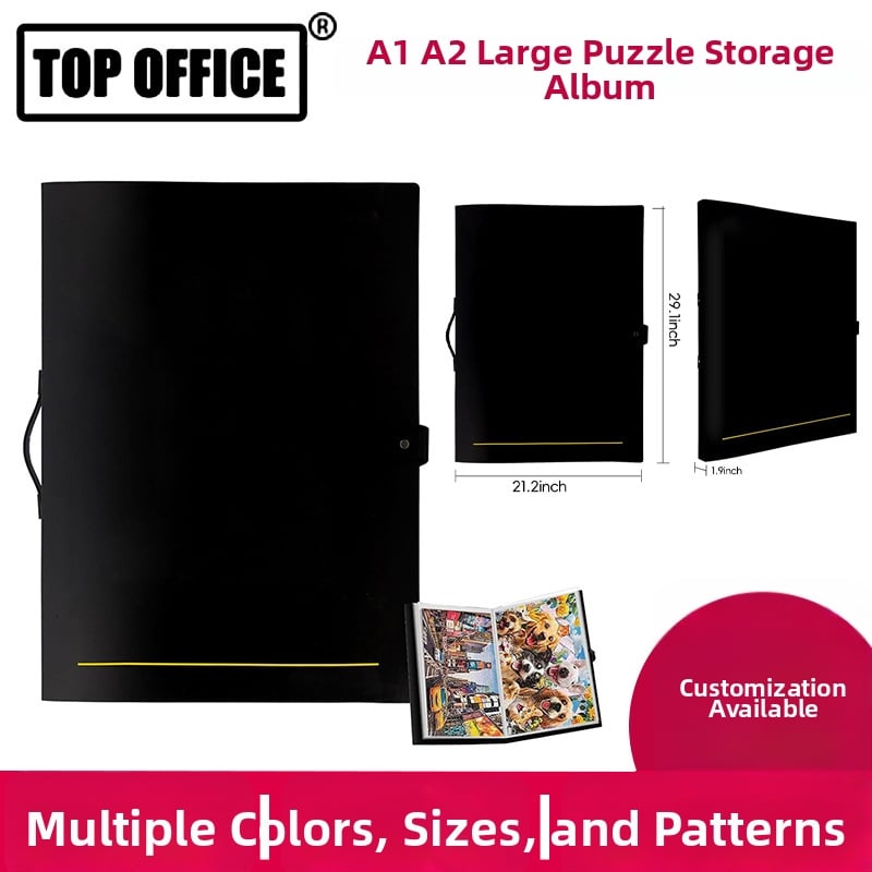 Folder de stocare puzzle A1/A2, dosar de documente îngroșat cu 20 buzunare, imprimare siglă disponibilă