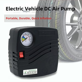 Αυτοκινήτου επείγουσα αντλία αέρα με τροφοδοσία 12V, 100W, 50 L/min, σωλήνας 41 cm, μετρητής πίεσης ελαστικών