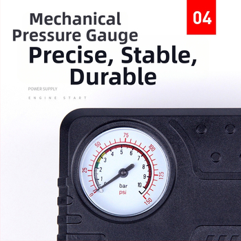 Αυτοκινήτου επείγουσα αντλία αέρα με τροφοδοσία 12V, 100W, 50 L/min, σωλήνας 41 cm, μετρητής πίεσης ελαστικών