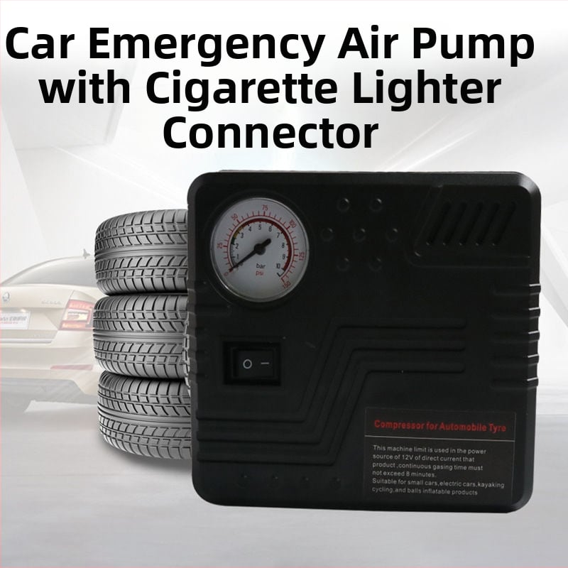 Αυτοκινήτου επείγουσα αντλία αέρα με τροφοδοσία 12V, 100W, 50 L/min, σωλήνας 41 cm, μετρητής πίεσης ελαστικών