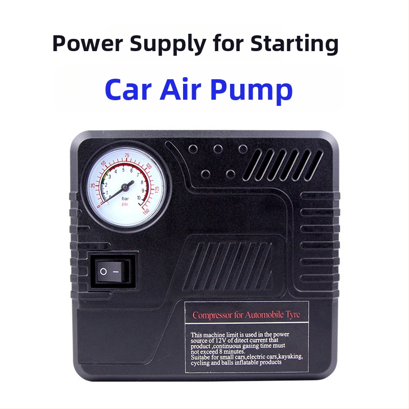 Αυτοκινήτου επείγουσα αντλία αέρα με τροφοδοσία 12V, 100W, 50 L/min, σωλήνας 41 cm, μετρητής πίεσης ελαστικών