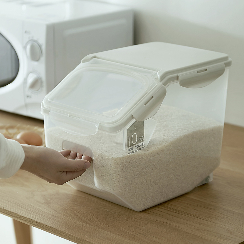 Japanskog stila posuda za skladištenje riže, otporna na vlagu i kukce, zatvorena, PP plast, kapacitet preko 10 L