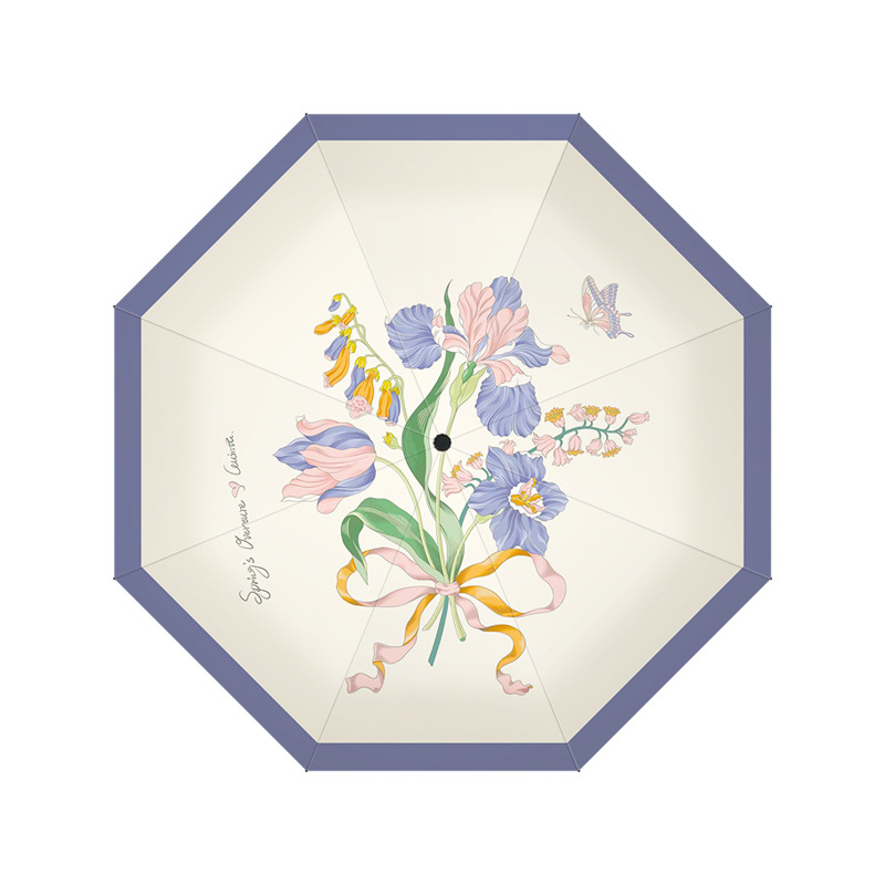 Umbrelă | Protecție UV >50, 6 nervuri, țesătură poliester 190T, tijă din fier, mâner din plastic