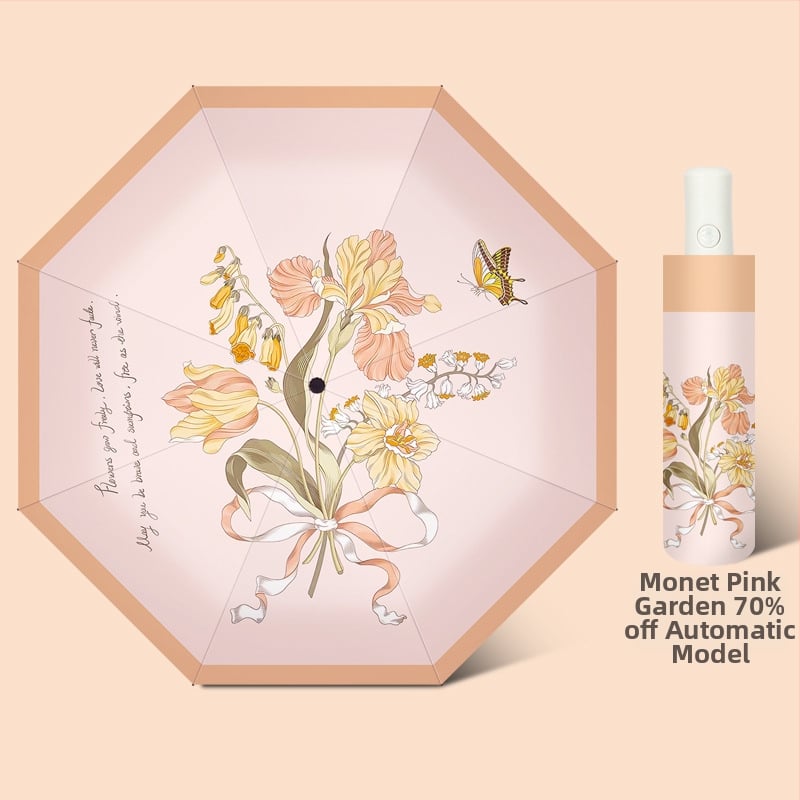 Umbrelă | Protecție UV >50, 6 nervuri, țesătură poliester 190T, tijă din fier, mâner din plastic