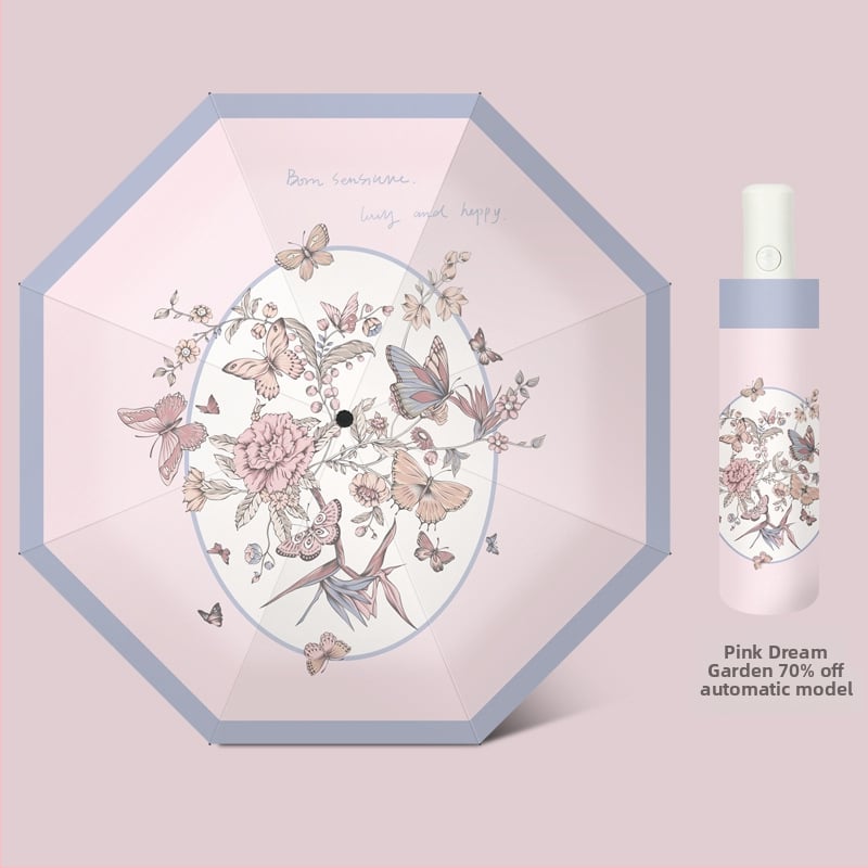 Umbrelă | Protecție UV >50, 6 nervuri, țesătură poliester 190T, tijă din fier, mâner din plastic