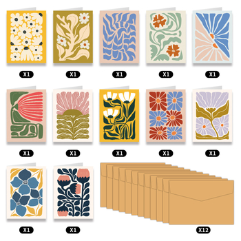 12 bucăți carduri de felicitare geometrice abstracte cu plicuri, hârtie și imprimare
