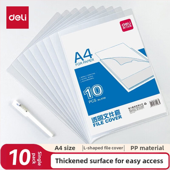 Prozirna PP torbica za dokumente, L-oblik skladišni džep, marka Deli, model 5706, debljina 0,18 mm